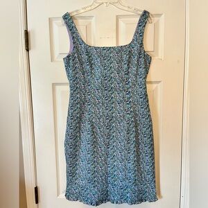 Nanette Lepore Blue and Purple Floral Sleeveless Sheath Dress